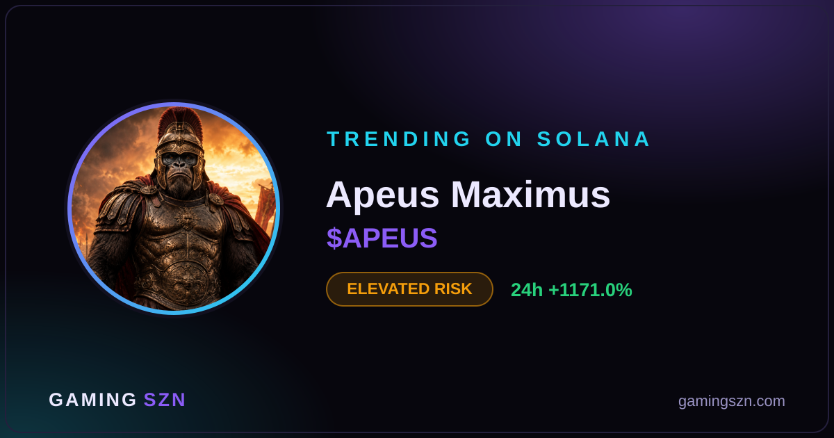 APEUS (Apeus Maximus) Solana Meme Coin Surges 1,171%